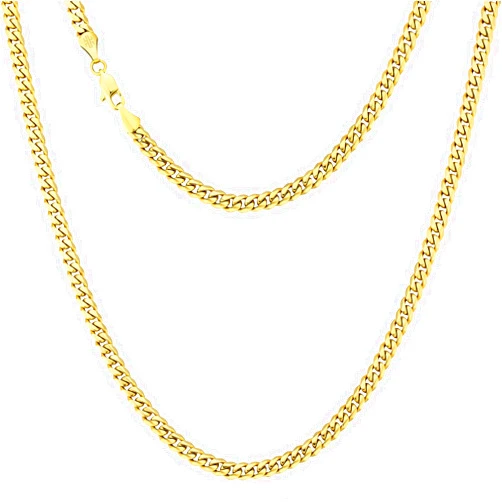KRKC&CO KEEP REAL KEEP CHAMPION KRKC&CO Solid Diamond-Cut Cuban Link Chain Necklace, Real 14K Gold Filled Miami Chain for Men Women, 5/6/8/10mm, Anti-Allergies, Durable No Fading,18-26In