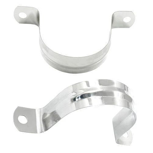 Biaungdo 10 Pcs M50 Rigid Pipe Strap, 2 Inch Stainless Steel Two Hole Strap U Bracket Pipe Clamps Heavy Duty Conduit Clamps Tension Tube Clip Cable Clamp Hanger with 2 Holes for Pipe Cable