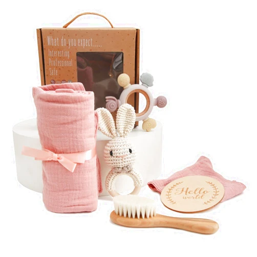 EERKEOD Baby Gift Set for Newborn New Baby Gift Set - Newborn Baby Essentials Baby Bath Set with Baby Blanket Baby Rattle - New Born Baby Girls Gift & Baby Boy Gifts for Baby Shower