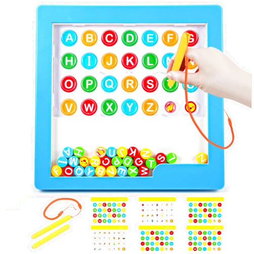 SRENJU SINU Magnetic Alphabet Maze Board for Toddlers, Classroom Must Haves with 2 Stylus Pen, Color Puzzles for Preschool ABC Learning Activities Fine Motor Skills Toys for Girls Boys 3 4 5 6（Blue）