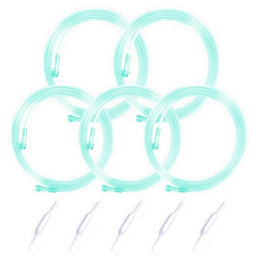 NITTIID Oxygen Tubing- 7 Foot - 5 Tubes with 5 Oxygen Tubing Connector, Green