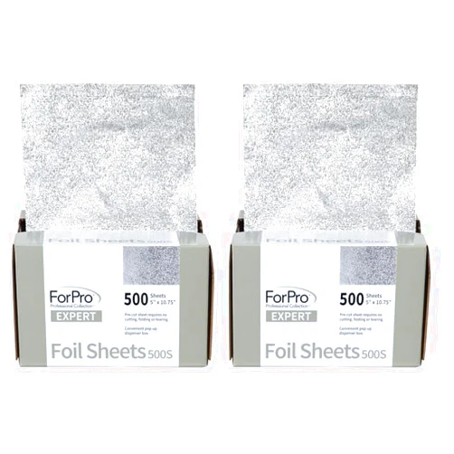 ForPro Professional Collection ForPro Expert Embossed Foil Sheets 500S, Aluminum Foil, Pop-Up Foil Dispenser, Hair Foils for Color Application and Highlighting Services, Food Safe, 5” W x 10.75” L, 500-Count (Pack of 2)