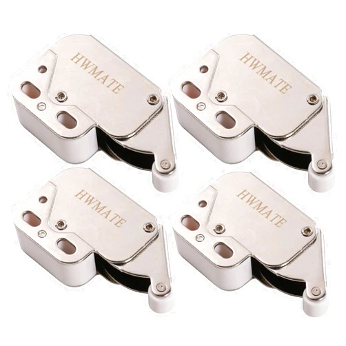 HWMATE Push to Open Touch Release Lock Spring Loaded Mini Latch for Kitchen Cabinet Cupboard Wardrobe Door (4 Pack)