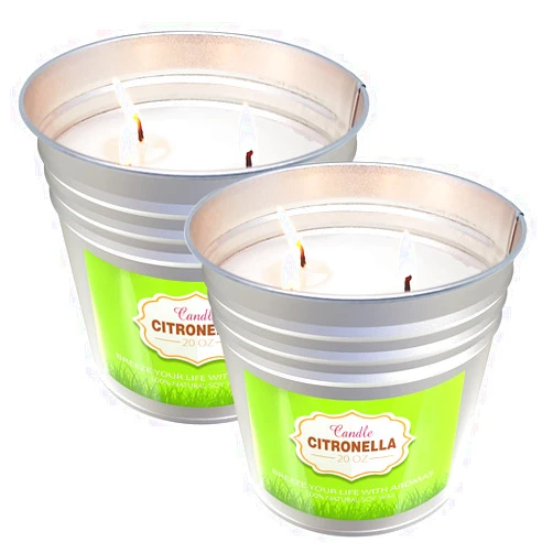 MEIGAO 2 x 20 Oz 3-Wick Citronella Scented Candles Soy Wax Bucket Candle Seaside Escape Indoor and Outdoor N.W. 40 Oz