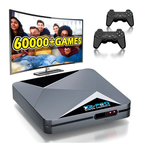 Bearway Retro Game Console Emulator Console - Super Console X2 PRO 60000+ Video Games,Plug & Play Retroplay Console,Video Game Console Compatible 70+ Emulators,3 Systems,4K UHD,2.4G+5.0G,BT 5.0