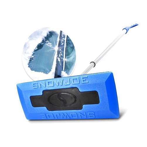 Snow Joe SJBLZD The Original 2-in-1 Telescoping Snow Broom + Ice Scraper w/18-Inch No-Scratch Foam Head, Closed Cell Foam for No Water Absorption, Blue