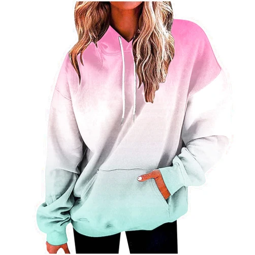 Lolvmvchi Womens Neon Print Oversized Sweatshirt Drawstring Pullover Sweatshirt Trendy Sweater Tops Fall Fashion Clothes 2024