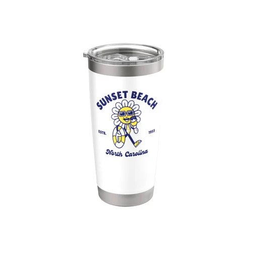 NC Beachgoing Summertime Vacationing Wear Sunset Beach, NC Summertime Flowers Strolling Stainless Steel Insulated Tumbler