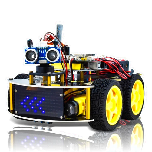 KEYESTUDIO Smart Car Robot,4WD Programmable DIY Starter Kit for Arduino for Uno R3,Electronics Programming Project/STEM Educational/Science Coding Kit for Teens Adults,15+