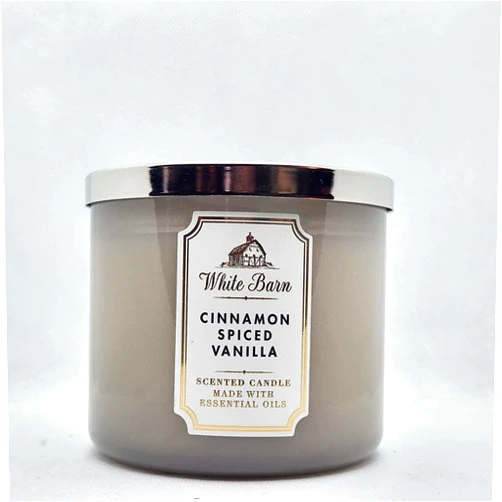 Bath & Body Works Bath and Body Works, White Barn 3-Wick Candle w/Essential Oils - 14.5 oz - 2021 Core Scents! (Cinnamon Spiced Vanilla)