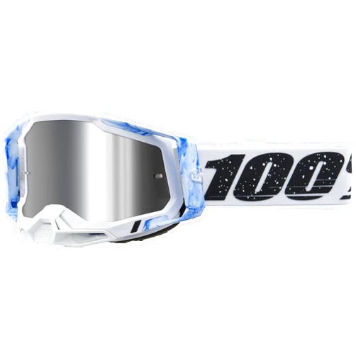 100% Racecraft 2 Mountain Bike & Motocross Goggles - MX and MTB Racing Protective Eyewear (Mixos - Mirror Silver Flash Lens)