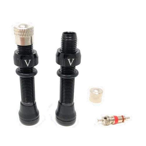 VeloTubes Tubeless Schrader Valve - Alloy - Pair - Choose Color and Size (40mm or 46mm)