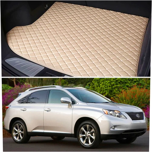 SPEEDLONG Car Trunk Mat Custom Fit Cargo Liner Compatible with 2010-2015 Lexus RX 350 / RX 450h - All Weather & Season Cargo Mat - (Beige with Gold line)