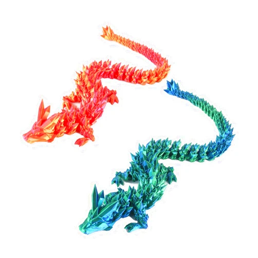 Jefuzh 2 Pcs 15.7in Large Size 3D Printed Dragon,3D Crystal Dragon Fidget Toy for Autism/ADHD,Dragon 3D Executive Desk Toys,Home Office Decor (Red Green)