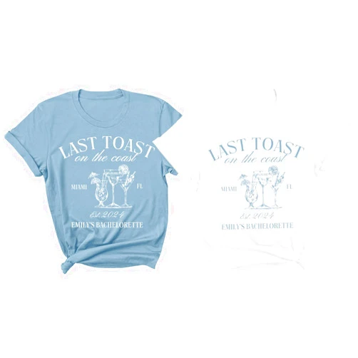 TRAVATAZ Last Toast on The Coast Beach Bachelorette Party Shirts, Custom Last Name Bridal Party Shirt, Personalized Bride Squad Shirts