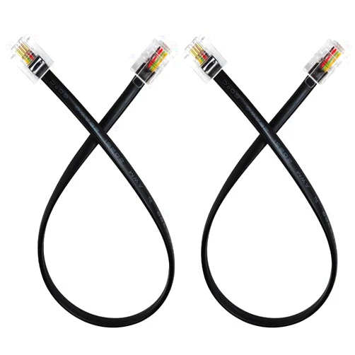 XANHAM Phone Cable 1 Foot Short Telephone Line Cord with RJ11 6P4C Connectors for Landline Phone, Fax Machine and Modem, for Both in-Wall and Out-Wall Using, Black, 2 Pack, AV04601
