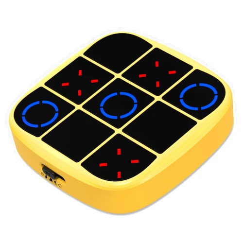 KOQQQ Tic Tac Toe Bolt Game, 4-in-1 Handheld Puzzle Game Console,Electronic Tic Tac Toe Game for Educational and Memory Growth, Portable Travel Games for Car Ride, Board Games for Kids and Adults(Yellow)
