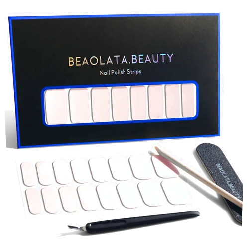 Beaolata Nail Polish Strips, 32 Nail Wraps, Nail Stickers, Gel Nail Strips, Easy Apply& Remove, Long Lasting, Salon Quality (Sweet pink)