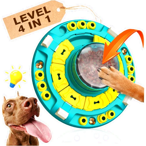 KADTC Dog Puzzle Toys Level 4 in 1 Advance Complicated for Smart Dogs Interactive Puppy Puzzles Toy Brain Mental Stimulation Game Boredom Enrichment Self Play Slow Feeder Food/Treat Feeding Dispenser
