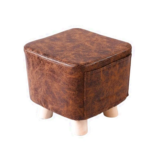 SYJKOO Solid Wood Small Stool, Household Fabric Small Stool, Nordic Shoe Changing Stool, Square Low Stool (A one Size)