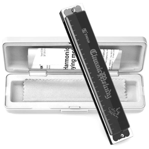 Anwenk Harmonica 24 Holes Key of C with Case for Professional Player Beginner, Excellent Gift for Music Fan (Swan)- Bright Black, Best Music Gift