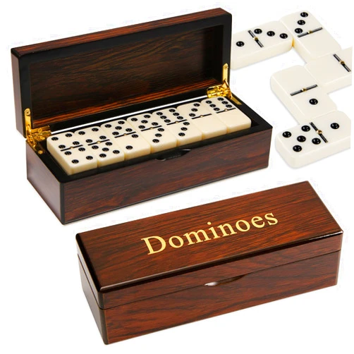 MEIOCION Double 6 Dominoes Gift Set 28 Tiles with Spinner in Wooden Box
