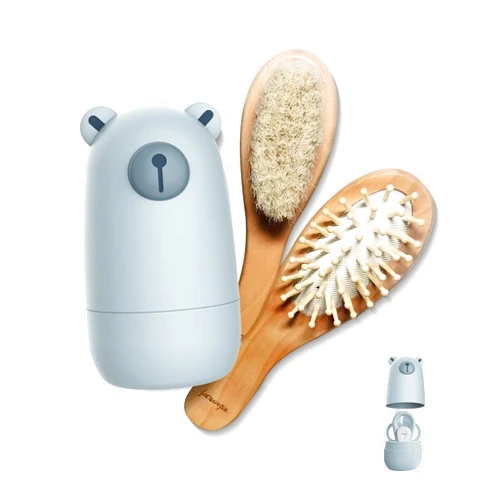 Facewegen Format: Health and Beauty 6-in-1 Baby Grooming Set, Natural Wooden Hairbrush and Comb, Nail Clippers,Nail Scissors, Nail File and Tweezers for Kids and Newborns in Nice Gift Box