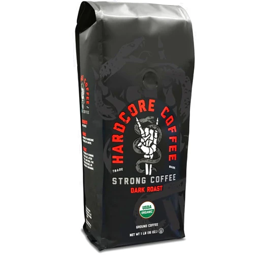 Hardcore Coffee Hardcore Ground Coffee, High Caffeine, Strong Roast, 16 Oz