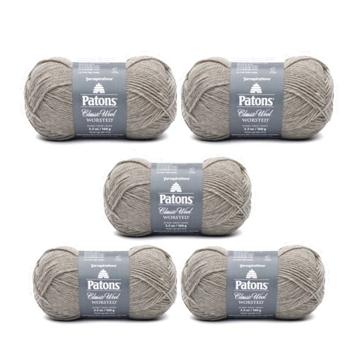 Patons Classic Wool Natural Mix Yarn - 5 Pack of 3.5oz/100g - Wool - 4 Medium - 210 Yards - Knitting/Crochet