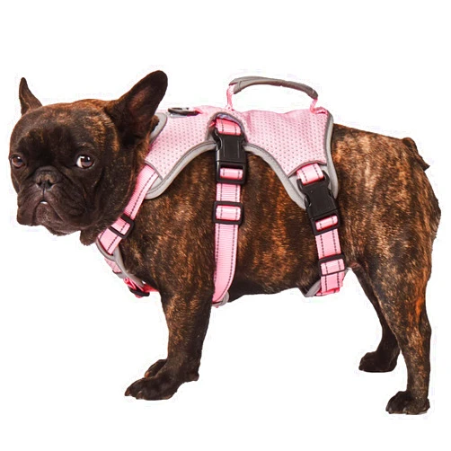 PAWORLD No Escape Dog Harness, Escape Proof Harness, Fully Reflective Harness with Padded Handle, Breathable,Durable, Adjustable Vest for Medium Dogs Walking, Training, and Running Gear (Pink, M)