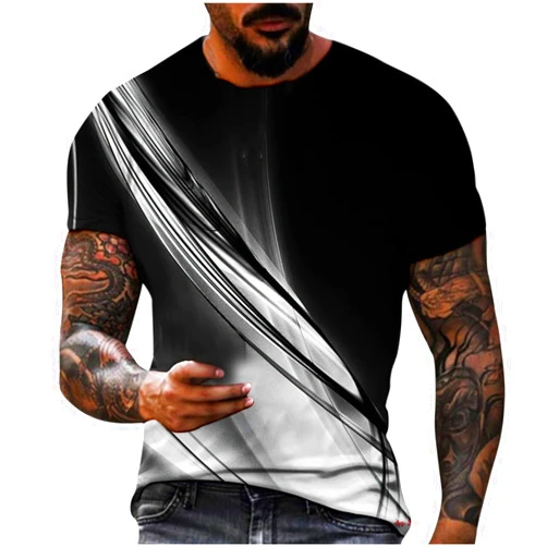 TYISZIL Mens Shirts Casual Stylish Short Sleeve Funny 3D Graphic Tees Slim Fit Big and Tall Summer Top