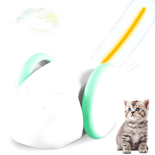 PAKESI Robot Mouse Cat Toy for Indoor Cats,Automatic Cat Mouse Toy with LED Light,Smart Sensing Moving Electric Cat Toys with Replaceable Feather,Simulated Mouse Calls,USB Rechargeable