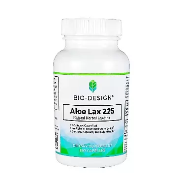 Bio-Design Aloe Lax 225 Dietary Supplement for Natural Relief of Occasional Constipation, Sourced from South African Aloe Ferox Plant, 225mg Cape Aloe, 180 Capsules