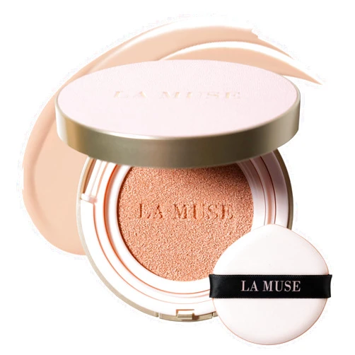 LA MUSE Skin Protection Glow Cushion(#21 Light Beige) - Perfect Coverage & Even Skin Tone | Adherence with Nutrient-Rich Radiance | Hydrating, Long-Lasting Flawless Glow Finish(1 Refill Included)