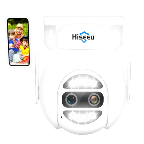 Hiseeu 4MP Wireless Security Camera,10X Zoom Security Camera Outdoor, 2 Ways Audio/ IP65 Waterproof,PTZ Outdoor Surveillance Camera Compatible with Alexa/Wireless Cameras System