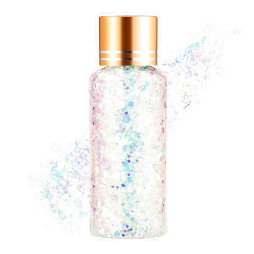KIMIEYE Holographic Body Glitter Gel for Face, Body, Nail, Super Long Lasting Waterproof Quick Dry Liquid Chunky Glitter Eyeshadow for Rave Festival Party Makeup Accessories, 1oz (Mermaid White)