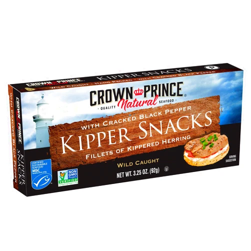 Crown Prince Natural Kipper Snacks with Cracked Black Pepper, 3.25 Ounce Cans (Pack of 18)