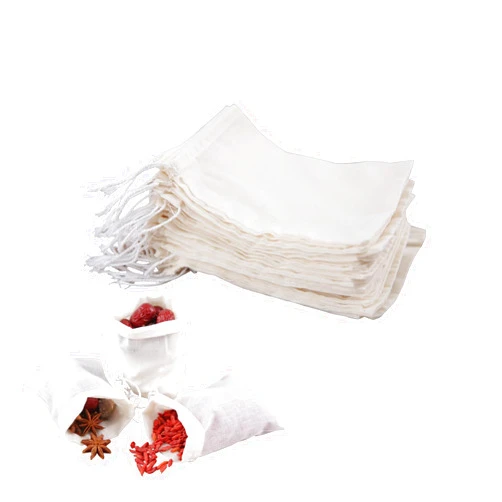 YICHEN 50pcs Muslin Bags with Drawstring,White Spice Bags, Safe and Natural Cotton Material Tea Filter Bags,Cheesecloth Bags for Coffee,Tea,Soup etc.8 x 6 inch.