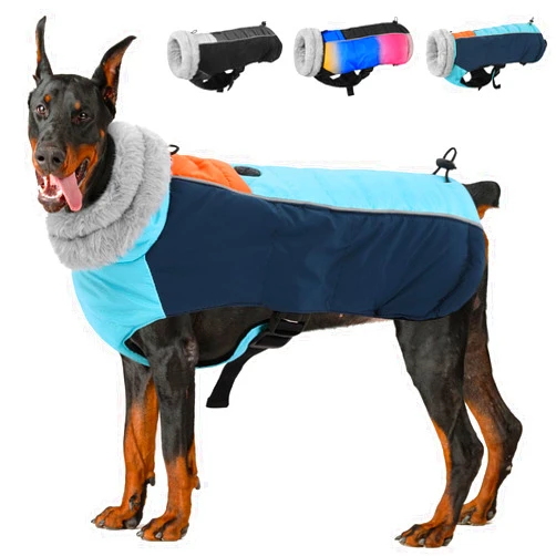 ASENKU Warm Dog Winter Coat, Waterproof Turtleneck Dog Coat, Windproof Winter Snowsuit Dog Jacket, Dog Coral Fleece Jacket for Cold Weather Extra Warm for Small Medium Extra Large Dogs