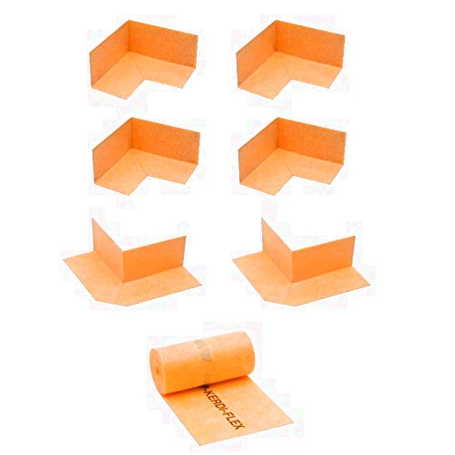 Schluter Systems Kerdi KERECK 4x Inside, 2x Outside Preformed Seamless Corners and Band KEBA 100/125/5M Polyethylene Waterproofing Membrane Strip 4 mil