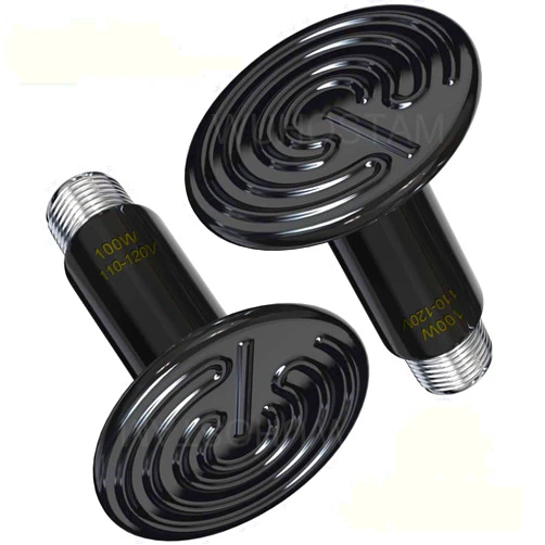 WUHOSTAM 2 Pack 100W Infrared Ceramic Heat Lamp, Black Reptile Heat Bulb No Light Emitter, Pet Heater for Aquarium and Terraium, Chicken Coop, Lizard, Turtle, Brooder, Snake, No Harm, ETL Listed