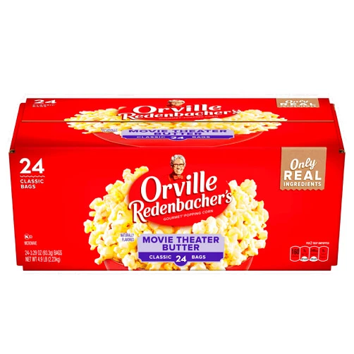 Orville Redenbacher's Movie Theater Butter Microwave Popcorn, 3.29 Ounce Classic Bag, 24-Count