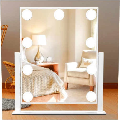 IBRIGHTSO Hollywood Vanity Mirror with Lights, Lighted Makeup Mirror with Lights, 3 Color Lighting Modes, Dimmable, 5X Magnification Mirror, Smart Touch Control,360°Rotation(12in, White)