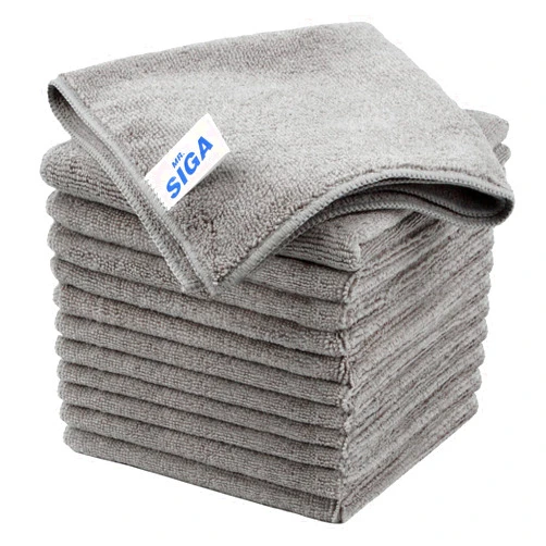 MR.SIGA Microfiber Cleaning Cloth, All-Purpose Microfiber Towels, Streak Free Cleaning Rags, Pack of 12, Grey, Size 32 x 32 cm(12.6 x 12.6 inch)