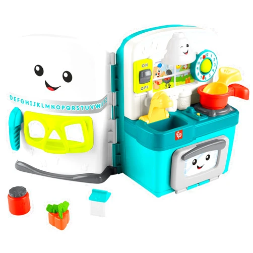 Fisher-Price Baby & Toddler Toy Laugh & Learn Learning Kitchen Playset with Music Lights & 5 Play Pieces for Kids Ages 6+ Months