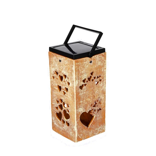 TECHKO Outdoor Solar Portable Lantern Lights Love & Hearts Silhouette Garden Décor, Tan
