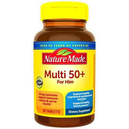 Nature Made Multivitamin For Him 50+, Mens Multivitamins for Daily Nutritional Support, Multivitamin for Men, 90 Tablets, 90 Day Supply