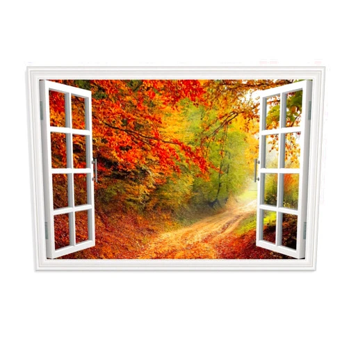 KCIDLBT Canvas Print Landscape Poster Art Mural The Scenery Outside The Window Forest Autumn Foliage Woods Path Travel Scenery Canvas Poster Print Wall Art Decor Paintings for Living Room Bedroom Decoration