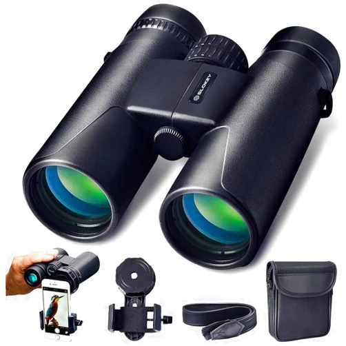 By Slokey Discover The World Slokey 10x42 Binoculars - Professional and Powerful Waterproof Binoculars for Long Distances - Lightweight Binoculars with BaK4 Prisms and FMC - Ideal use for Hunting, Birdwatching, and Camping