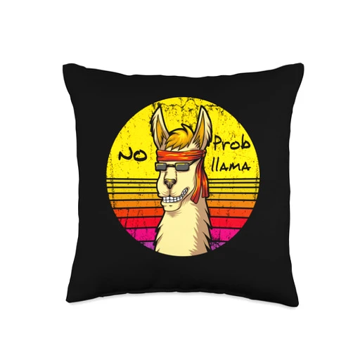 Lama Prob llama Alpaka Geschenk für Frauen Männer Funny lama Retro Vintage Alpaca Hippie Llama Gift Throw Pillow, 16x16, Multicolor